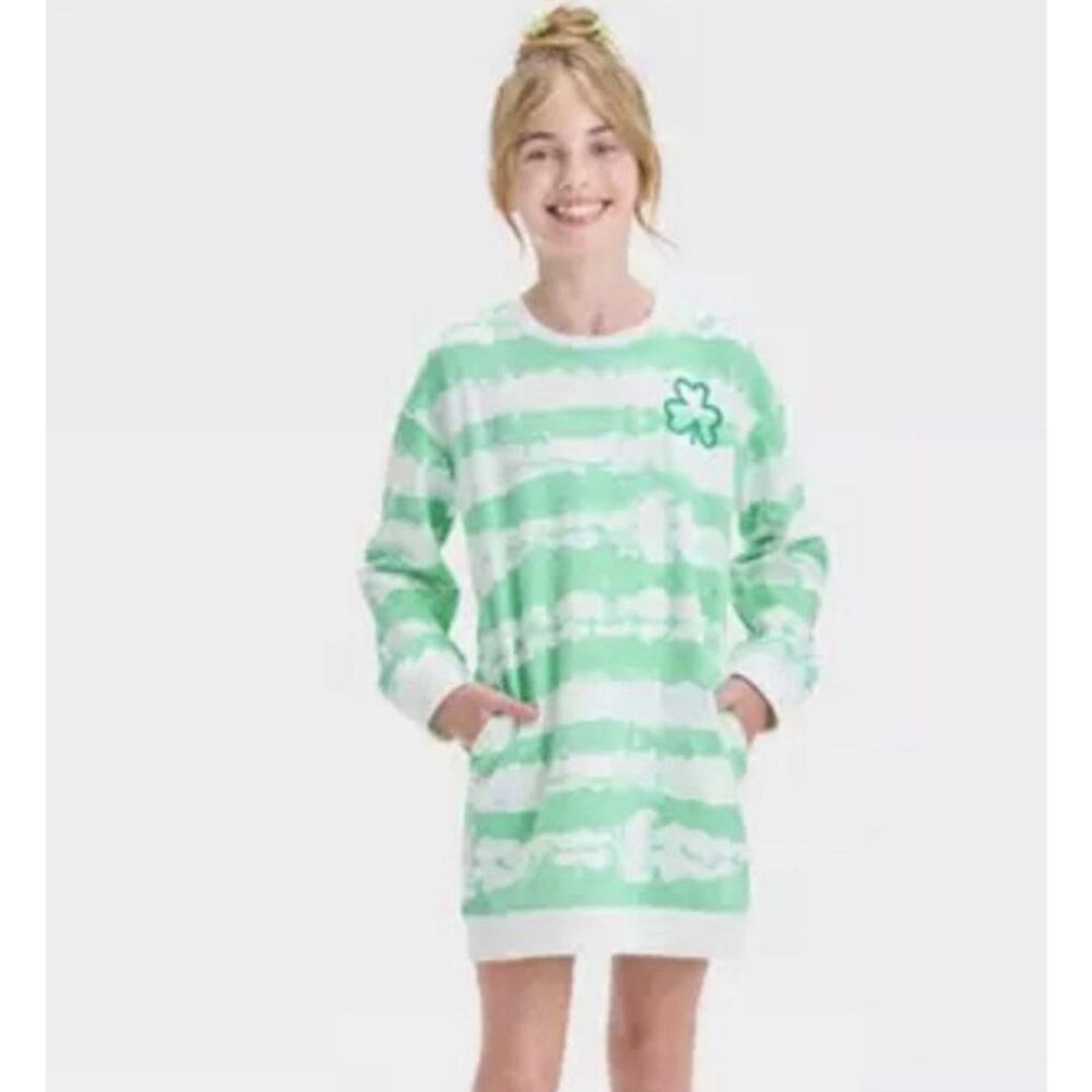 Cat & Jack Fleece St . Patrick's French Terry Dress Girls XS NWT